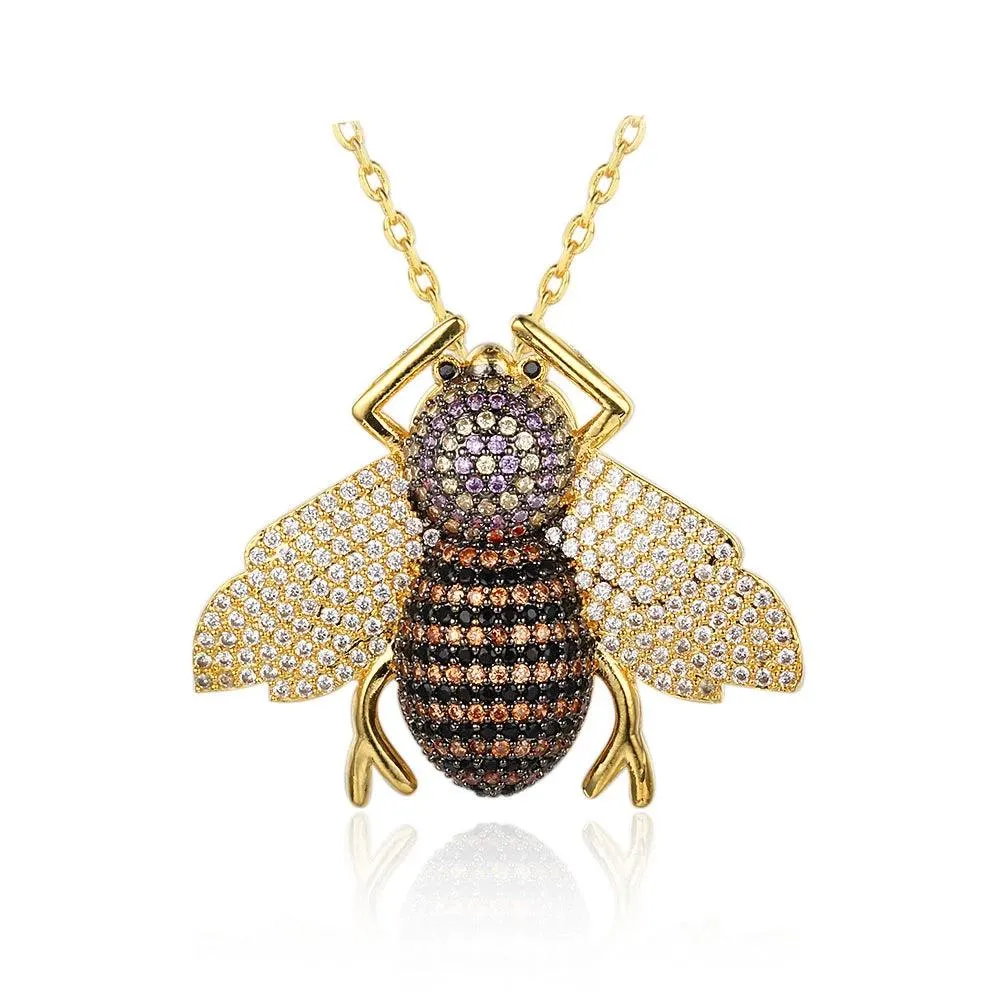 Cubic Zirconia Insect Necklace Insect Pendant Jewelry for Women