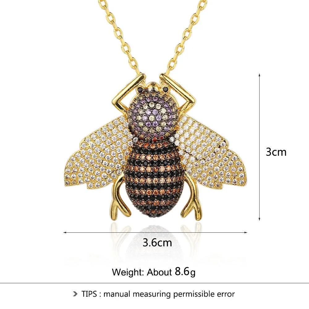 Cubic Zirconia Insect Necklace Insect Pendant Jewelry for Women