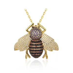 Cubic Zirconia Insect Necklace Insect Pendant Jewelry for Women