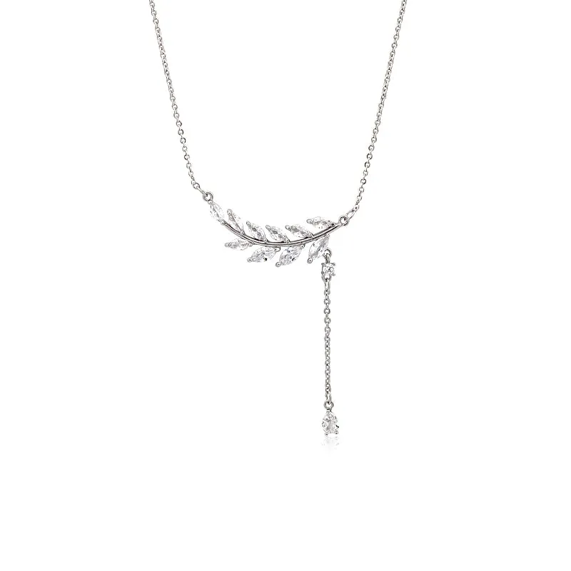 Cubic Zirconia Leaf Necklace