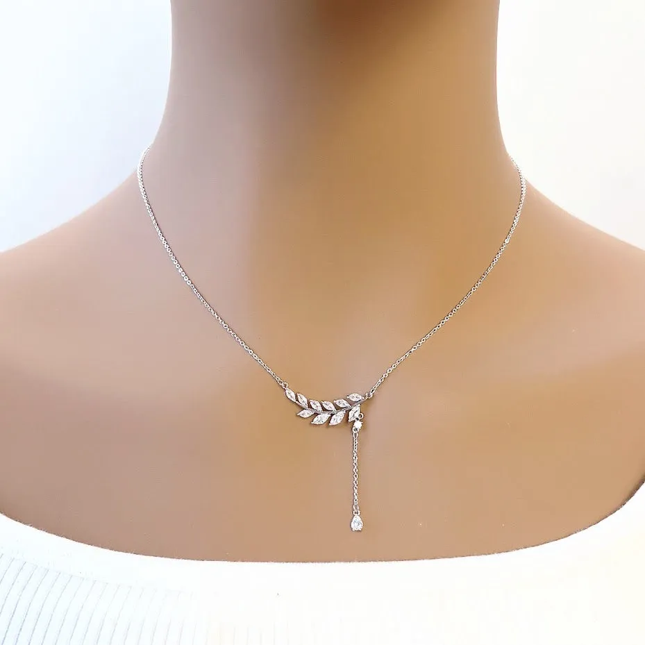 Cubic Zirconia Leaf Necklace