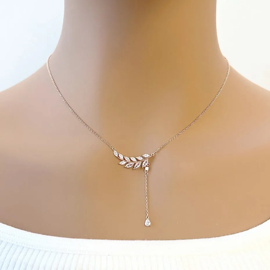 Cubic Zirconia Leaf Necklace