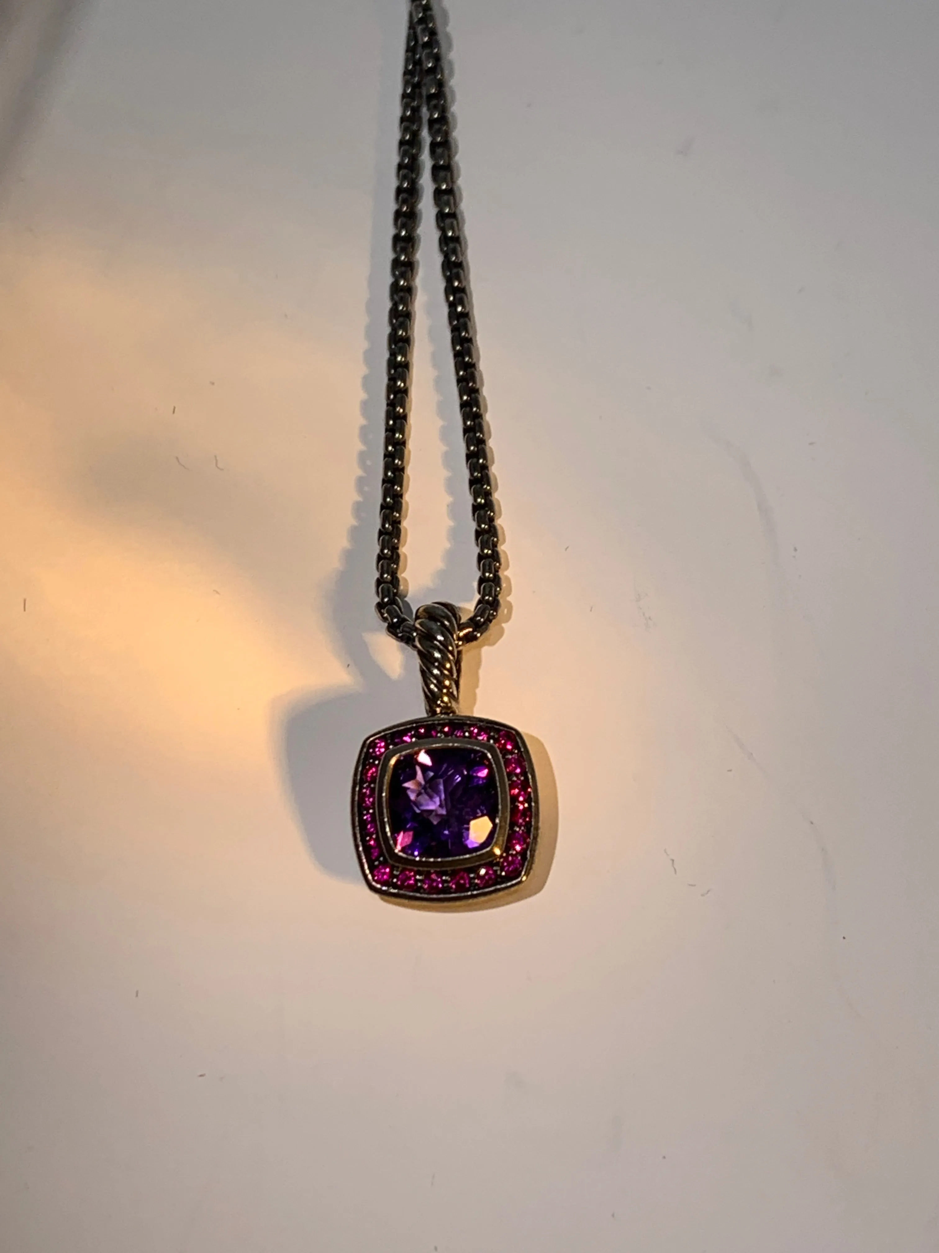 David Yurman Amethyst and Pink Diamond Necklace!