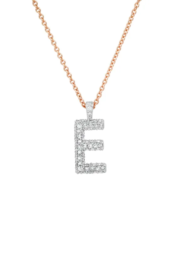 Diamond Puffy Initial Necklace