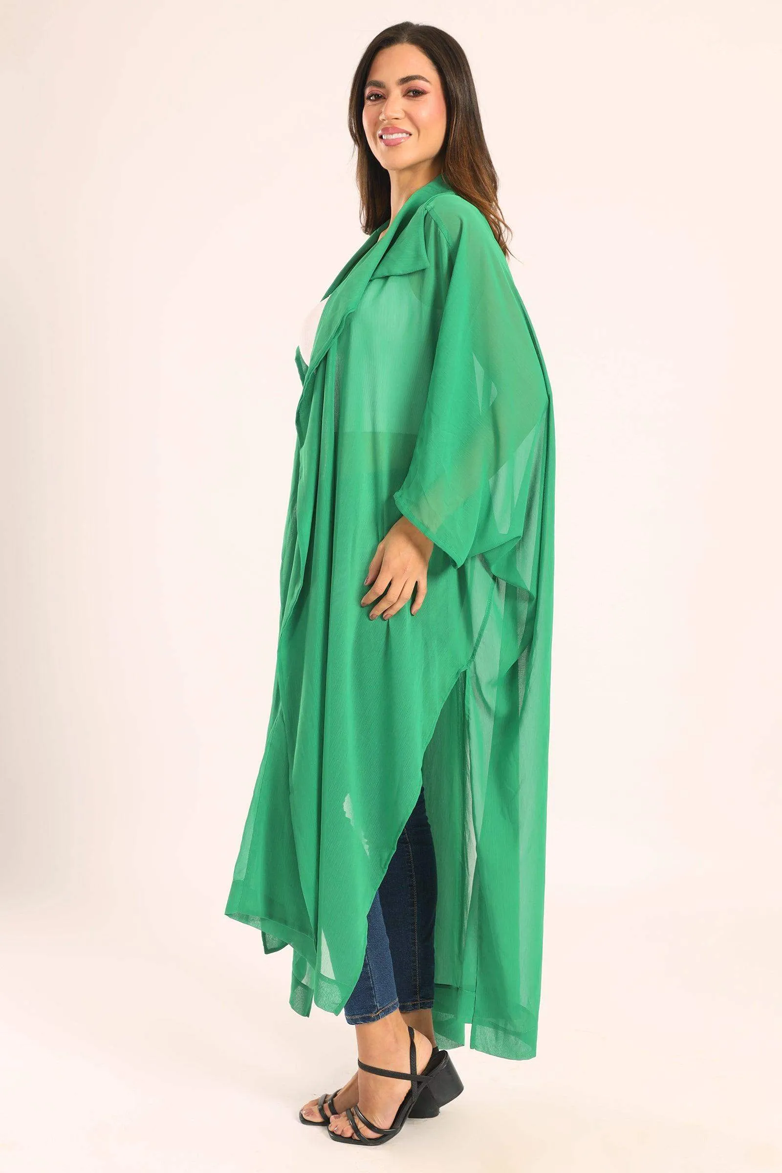 Draped Chiffon Kimono