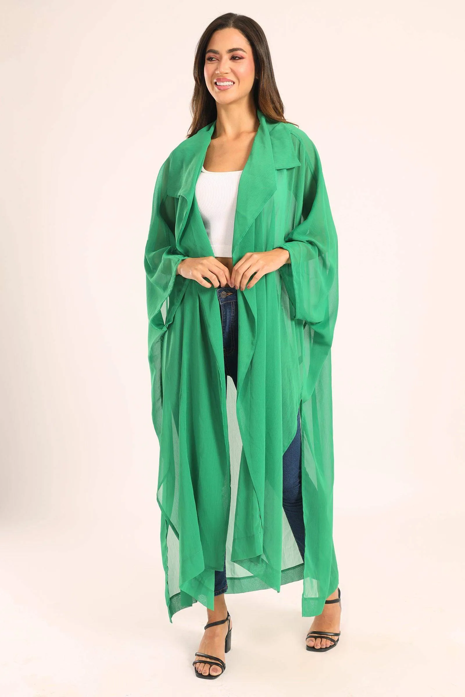 Draped Chiffon Kimono