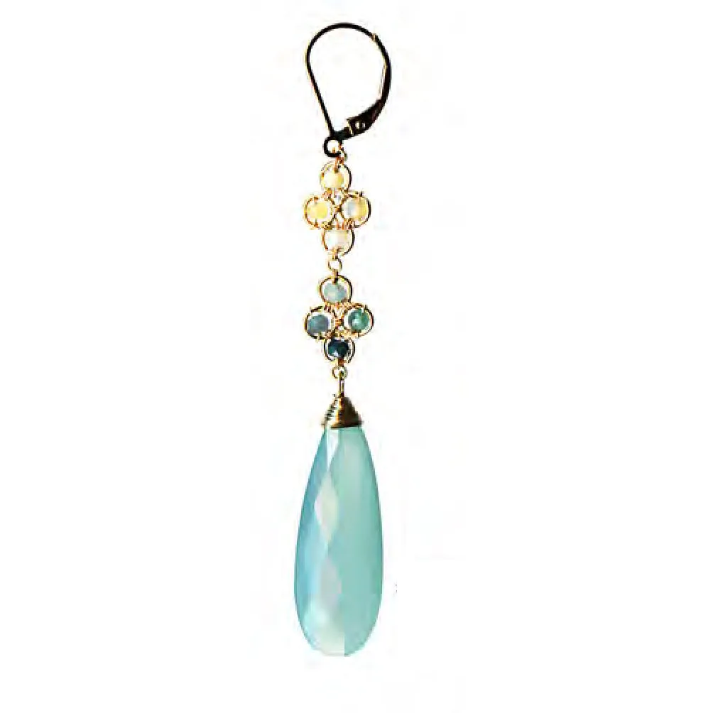 Earrings 5275 with Aqua Chalcedony Opal and Grandidierite by Michelle Pressler