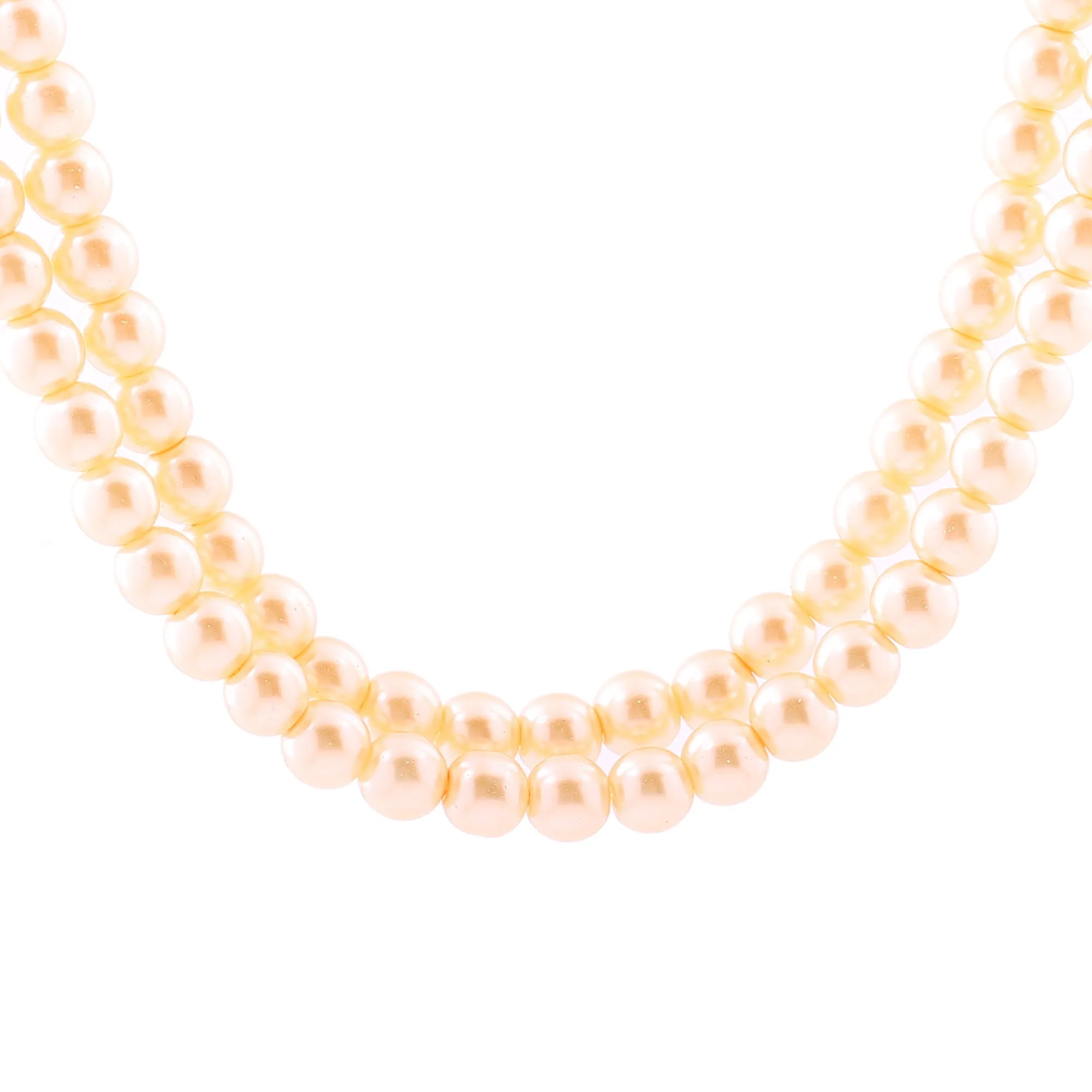 Estele Gold Plated Elegant & Refined Double Line Creamy Pearl Necklace for Women