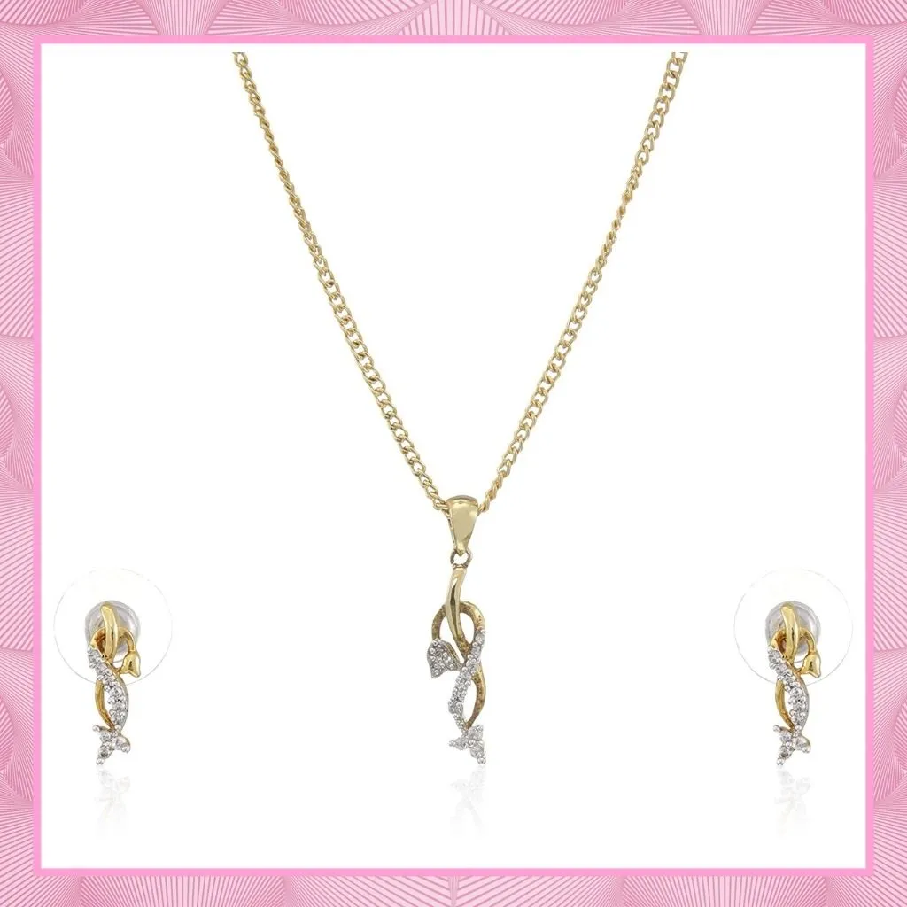 Estele Graceful Gold-Plated Pendant Set for Women