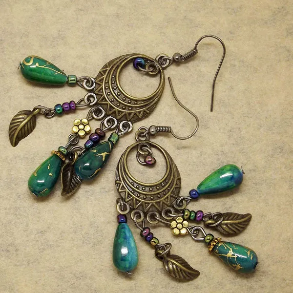 Ethinic Antique Bronze Bohemia Beaded Vintage Earrings For Women Lady New Jewelry Bijouterie