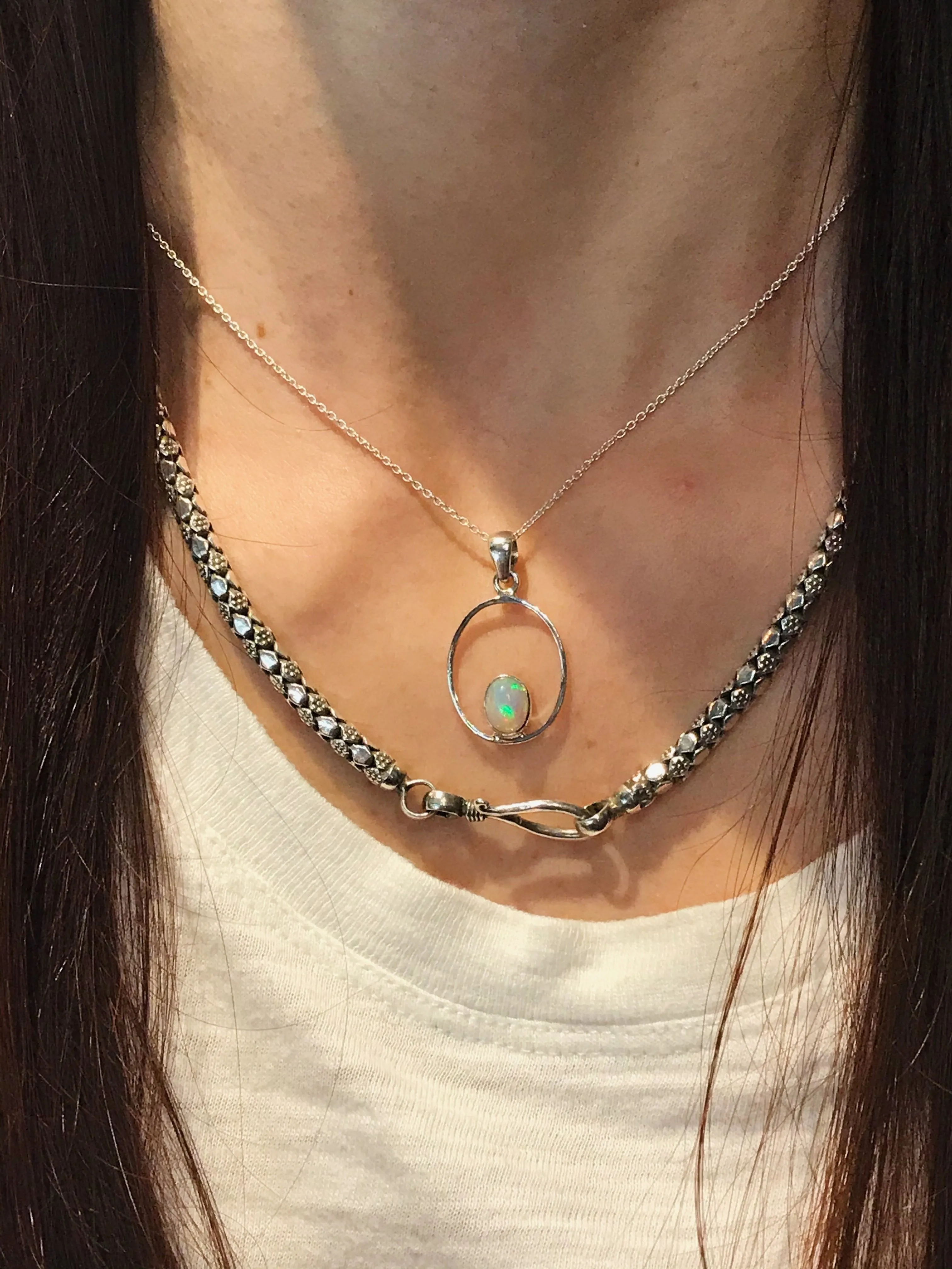 Ethiopian Opal Talli Pendant - Oval / Round