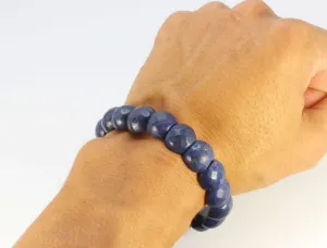 Faceted Lapis Lazuli Bracelet - Elastic & Double Reinforced stimulating insight, awakening the third eye