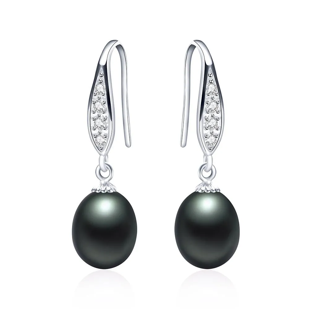 Fashion 925 sterling silver drop earrings for women elegant 8-9mm natural freshwater pearl jewelry Gift for mother