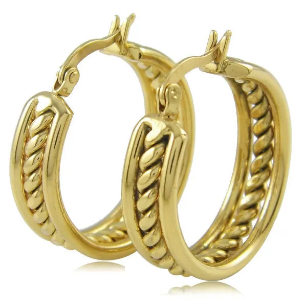 Fashion Jewelry 18k Real Gold Plating Hoop Earrings Trendy Stainless Steel Earring For Women Wedding Earring