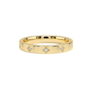 Flat Band Station Diamond Ring