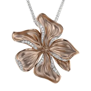 Flower Pendant Necklace in 18k Gold with Diamonds