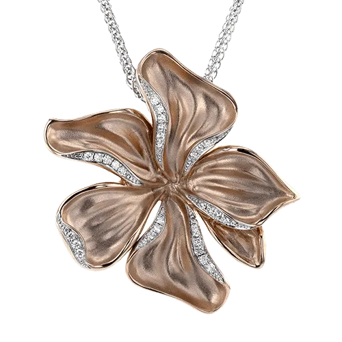 Flower Pendant Necklace in 18k Gold with Diamonds