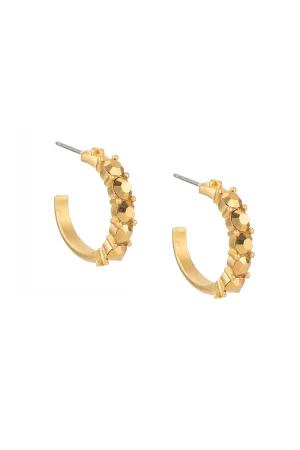 French Kande Earrings | Cinq Austrian Crystal Gold Huggies HUG5G | Aurum/Gold