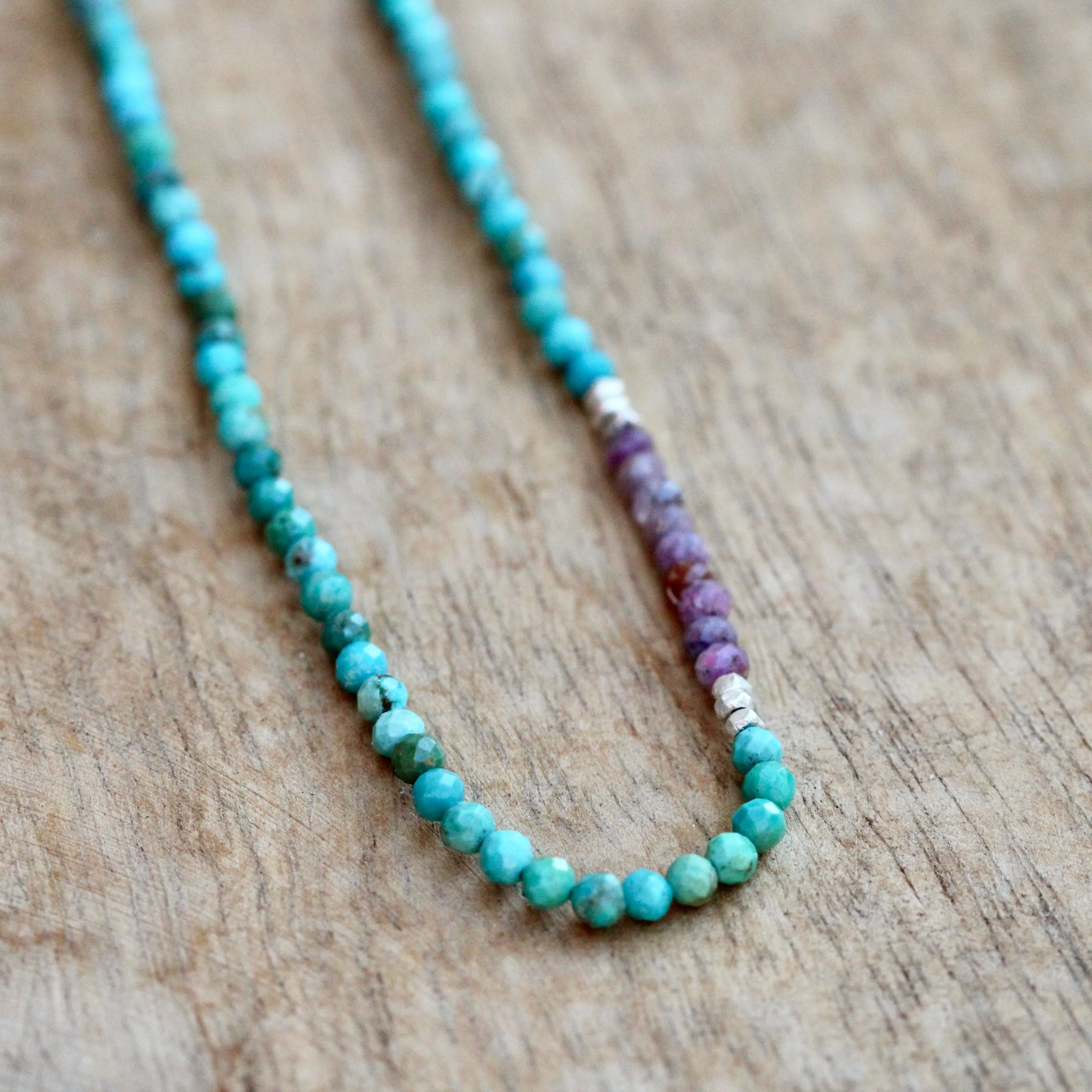 Gemstone Layering necklace Turquoise with Ruby