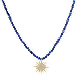 Gemstone Sunburst Necklace - Lapis