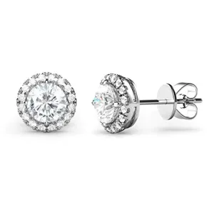 Genuine Crystal Sterling Silver Halo Stud Earrings