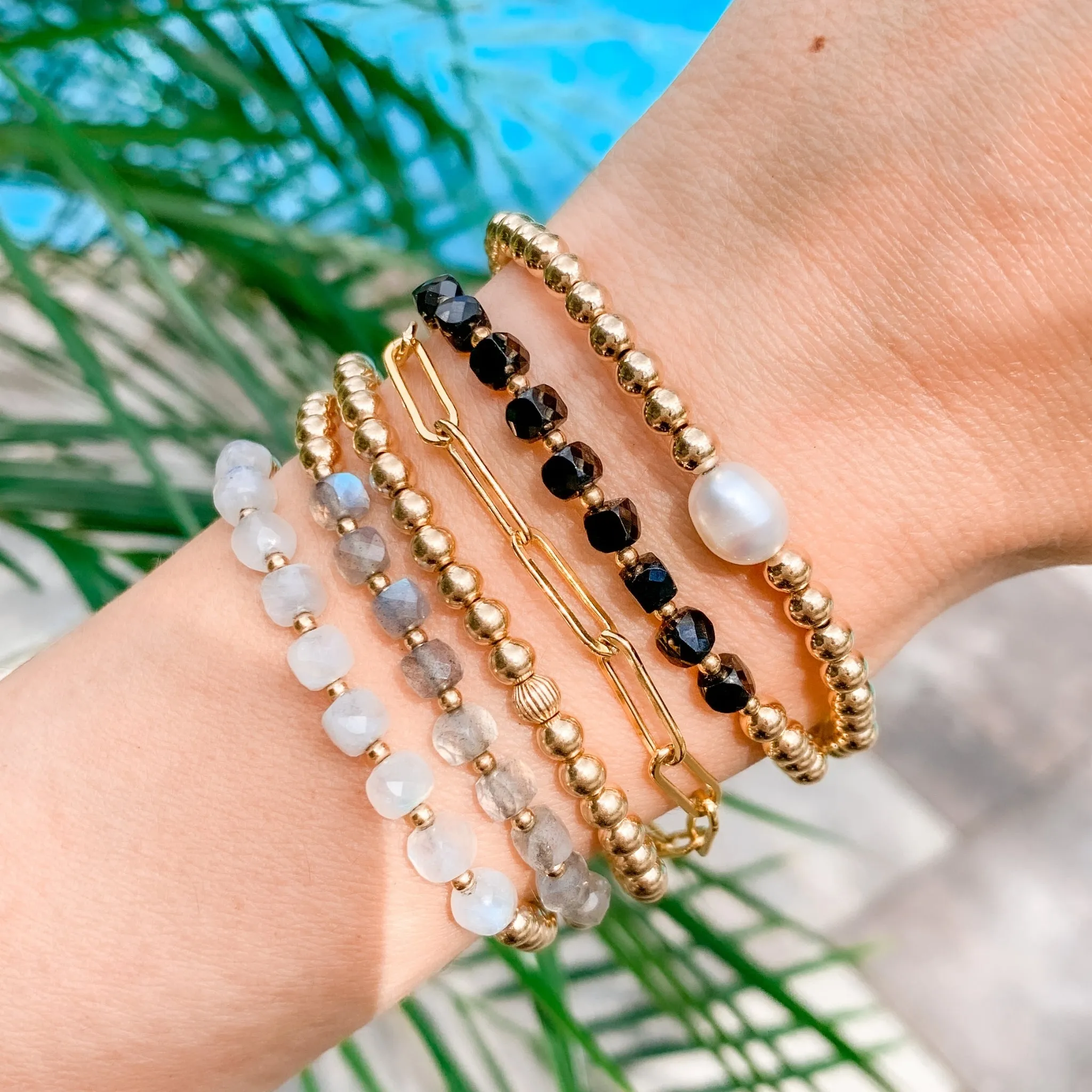 Gold Beaded Bracelet | Moonstone