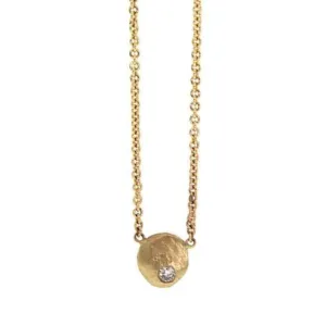 Gold Diamond Disc Necklace