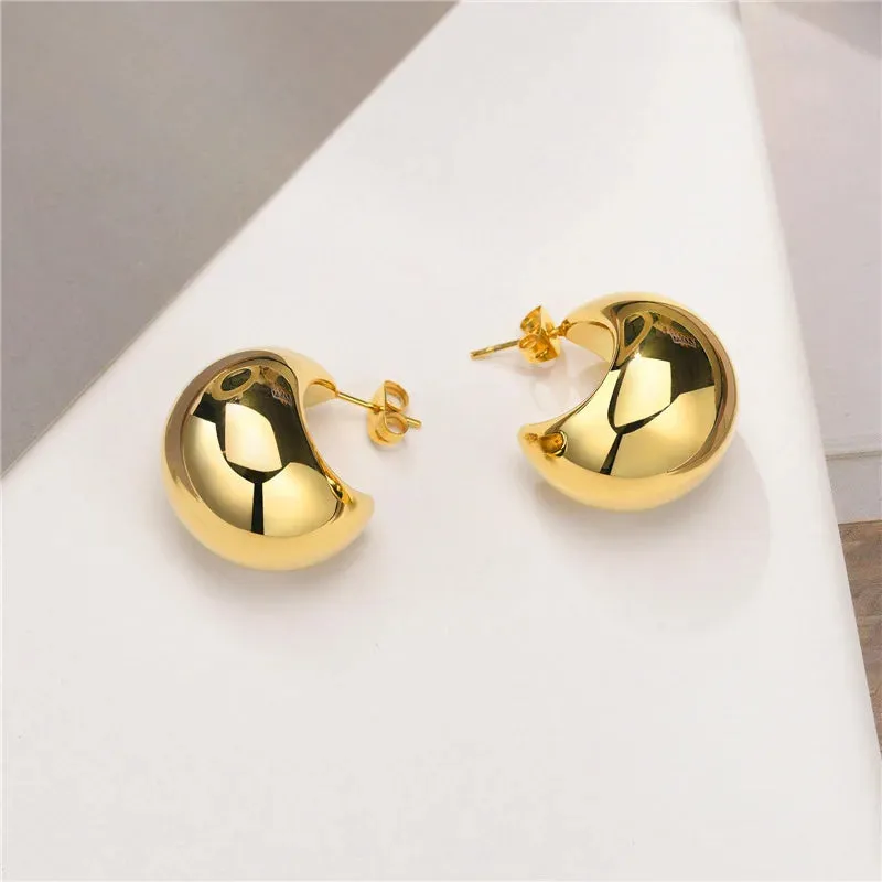 Gold Plated Tear Drop Earrings Dupes for Women Lightweight Smooth Metal Waterdrop Hoop Earrings Luxury Trendy Jewelry Party Gift