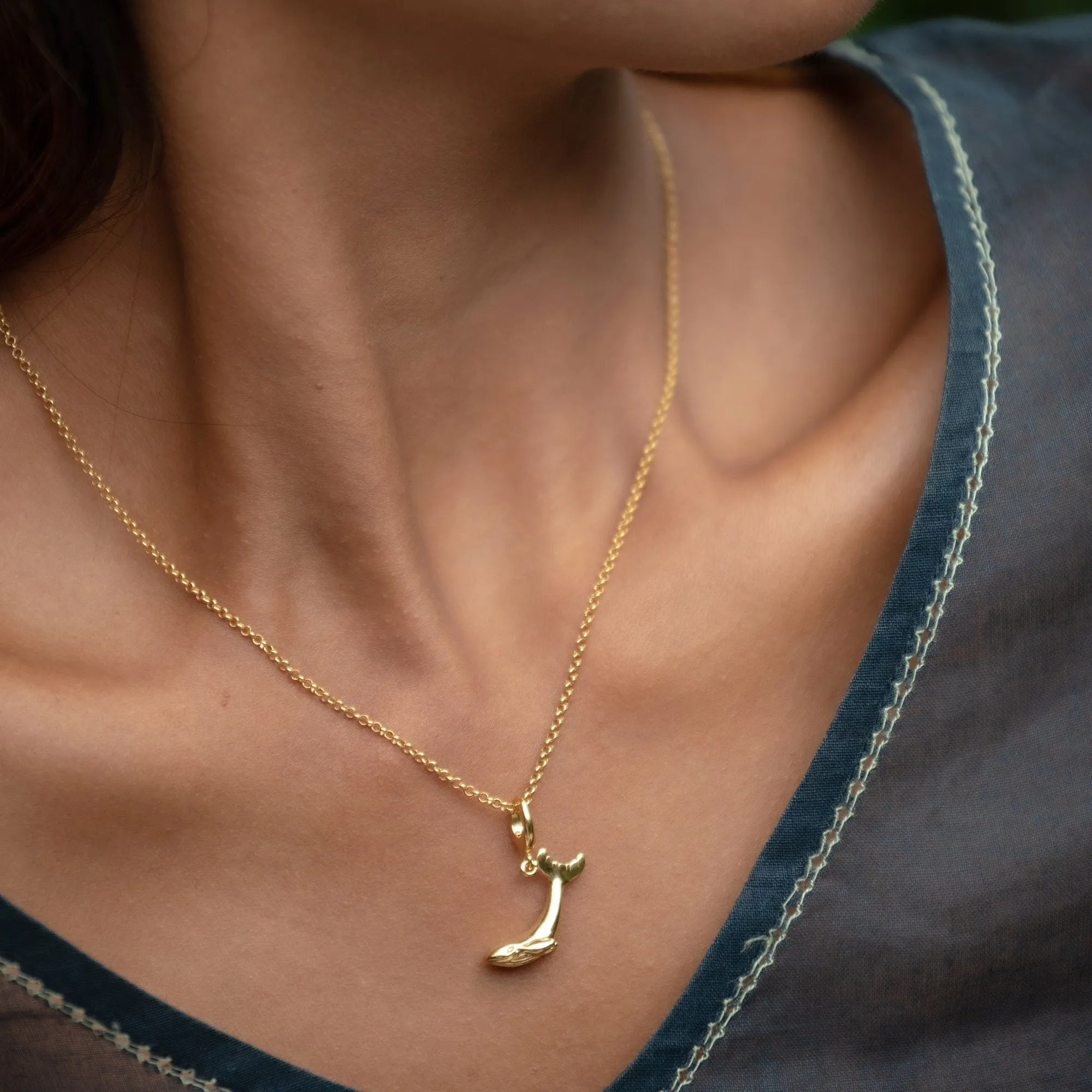 Gold Plated Whale Necklace