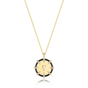 Gold Sparkle Point Medallion Necklace