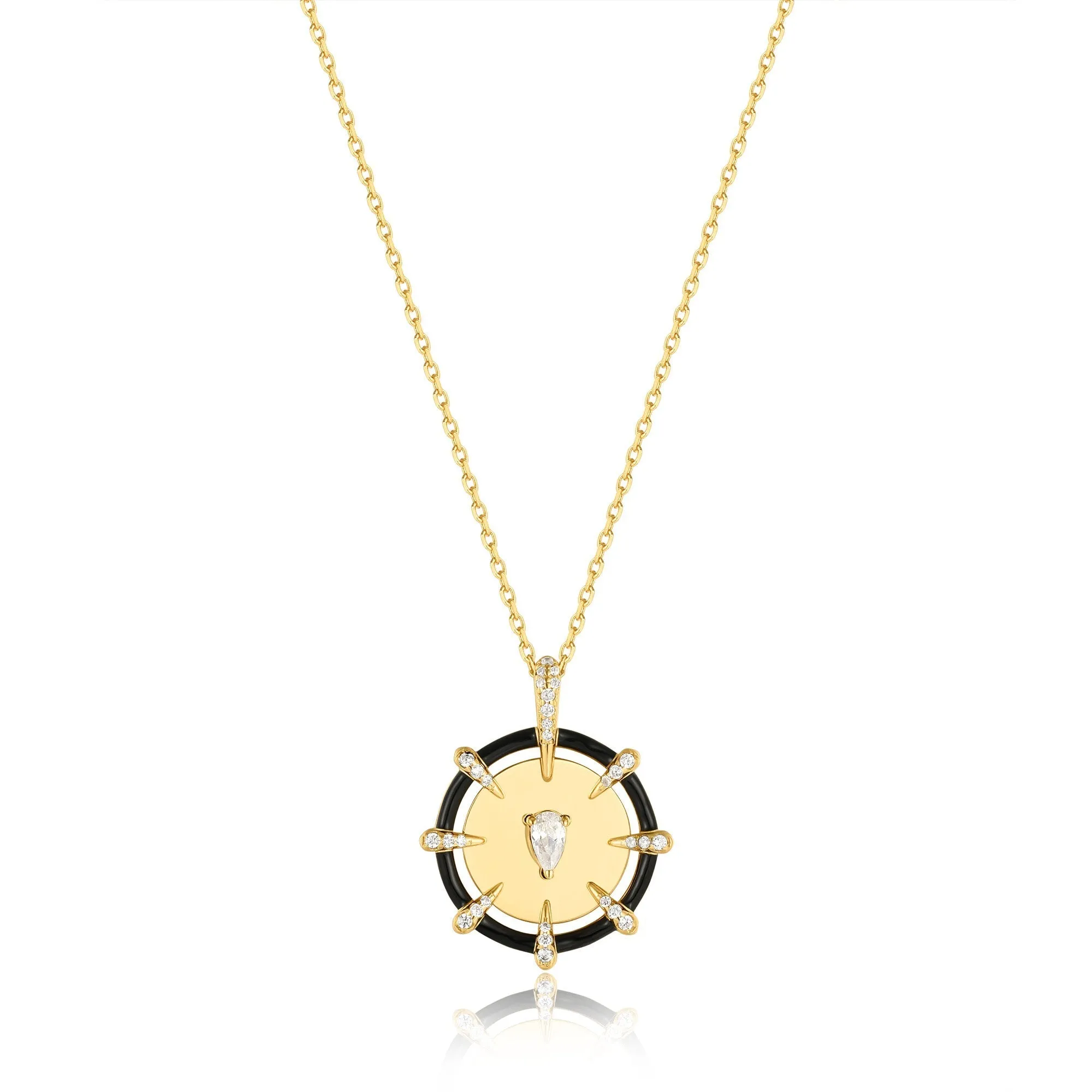 Gold Sparkle Point Medallion Necklace