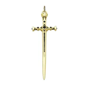 Gothic European Style Sword & Knight Skull with Crown Pendants