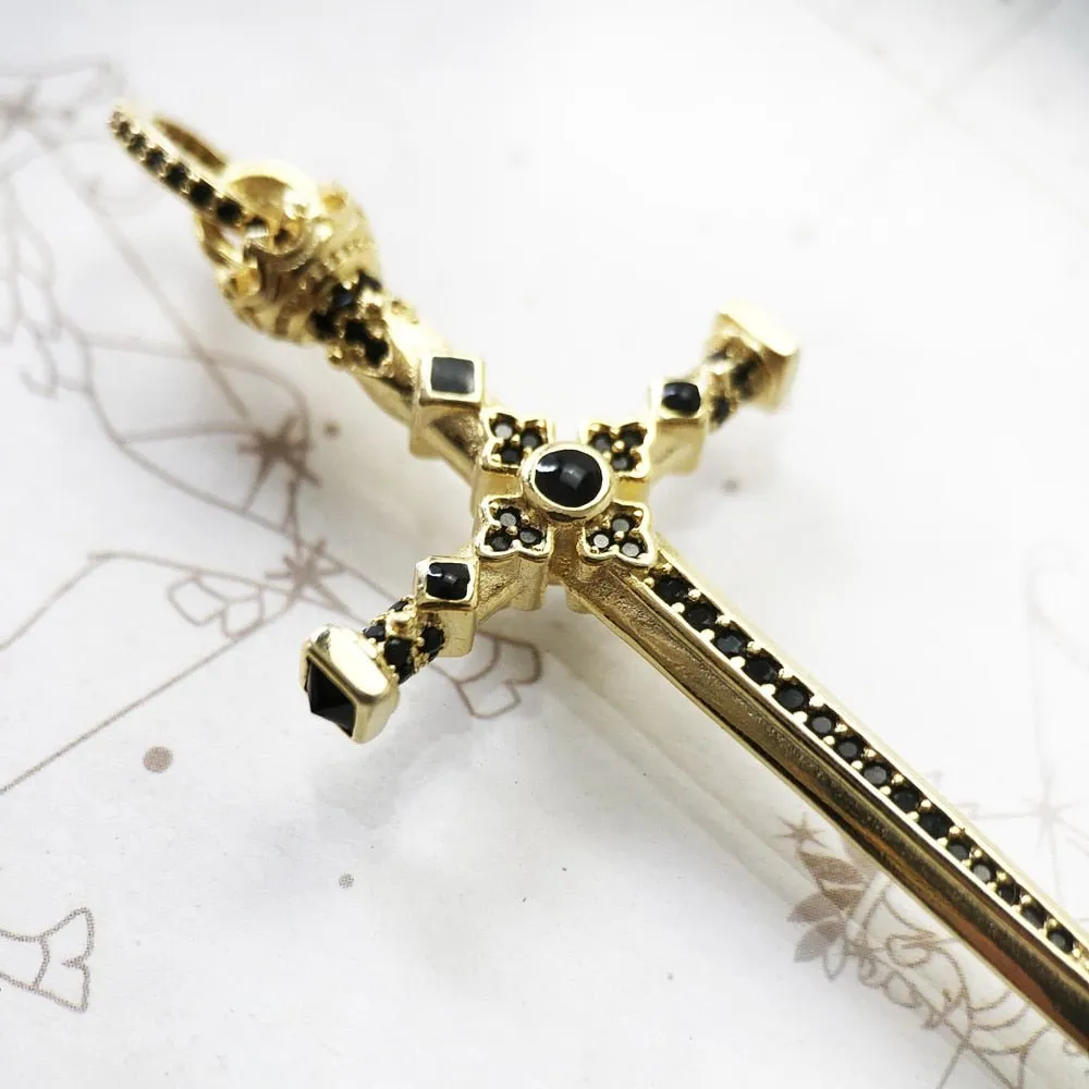 Gothic European Style Sword & Knight Skull with Crown Pendants