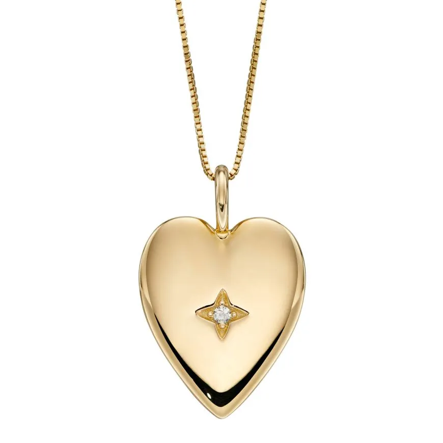 Gypsy Set Diamond Heart Pendant In Yellow Gold (GP2291)