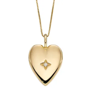 Gypsy Set Diamond Heart Pendant In Yellow Gold (GP2291)