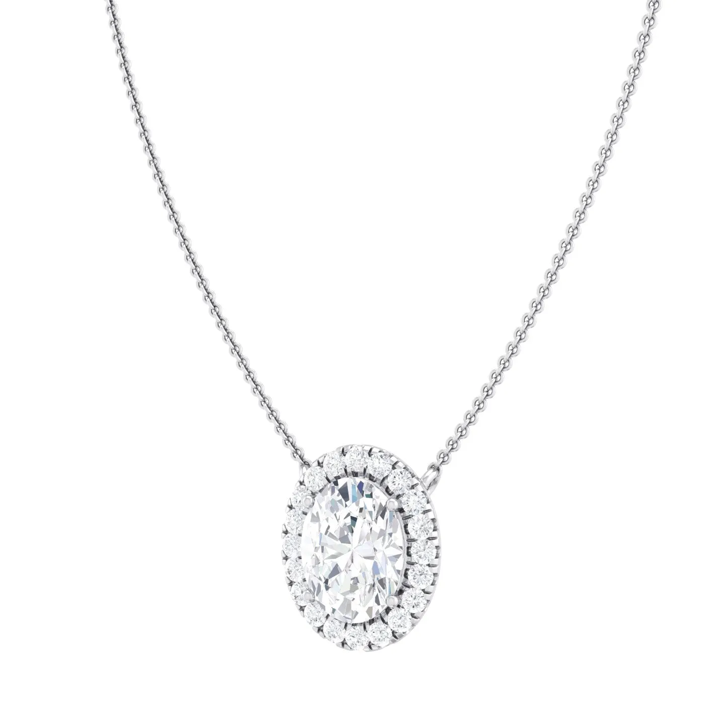 Halo Oval Lab Grown Diamond Pendant