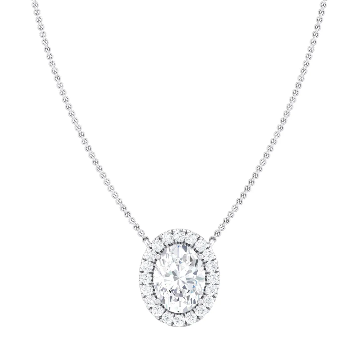 Halo Oval Lab Grown Diamond Pendant