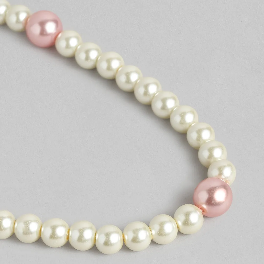 Handcrafted One Line White and Pink Flux Pearl Necklace