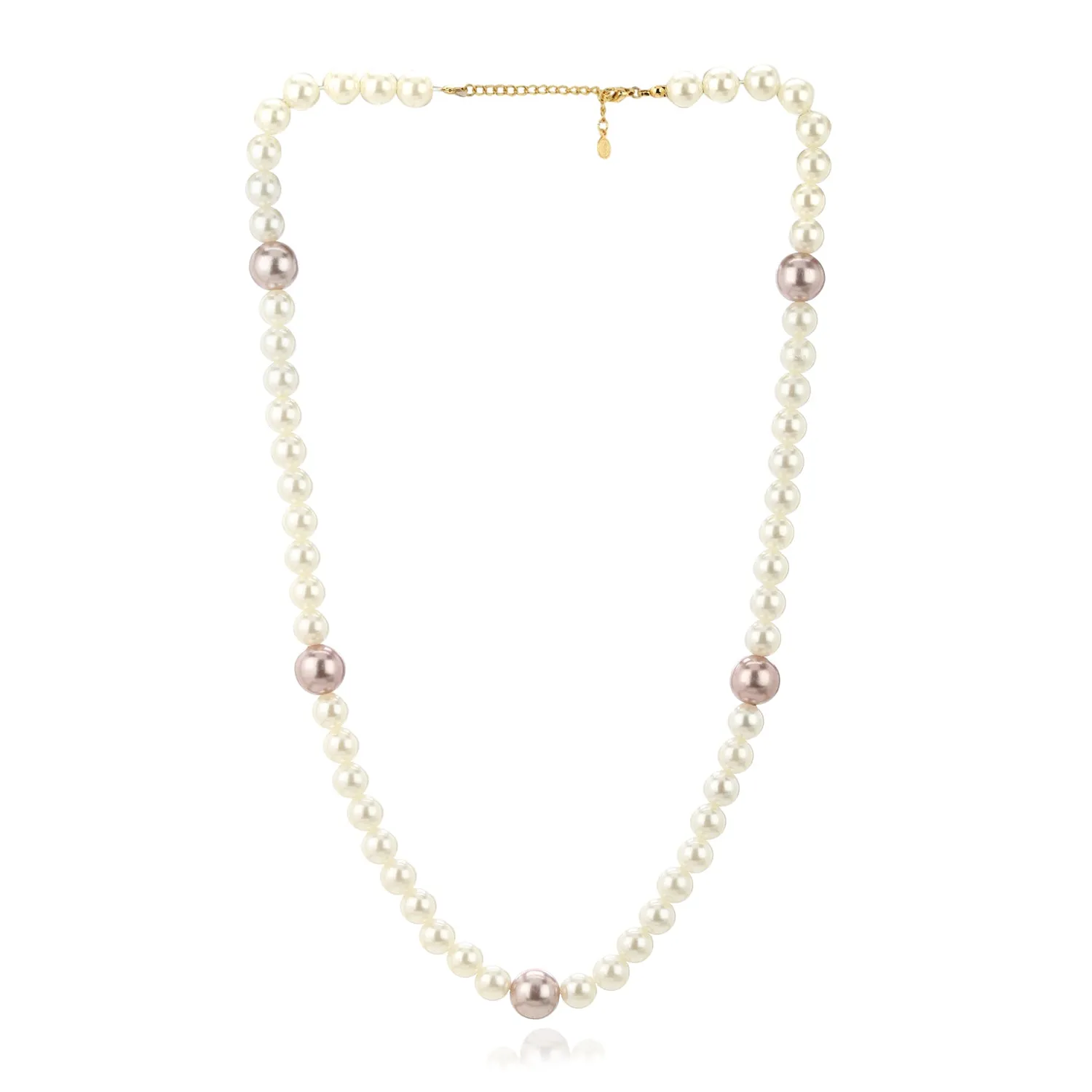 Handcrafted One Line White and Pink Flux Pearl Necklace