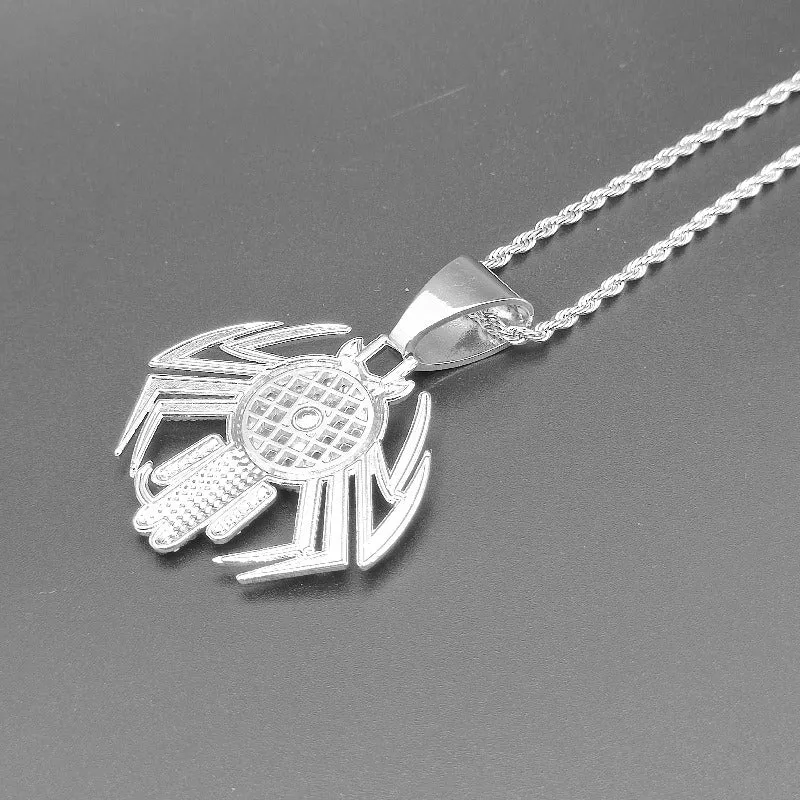 Hip Hop Anime Superhero Jewelry Iced Out Crystal Spider Pendant Necklace