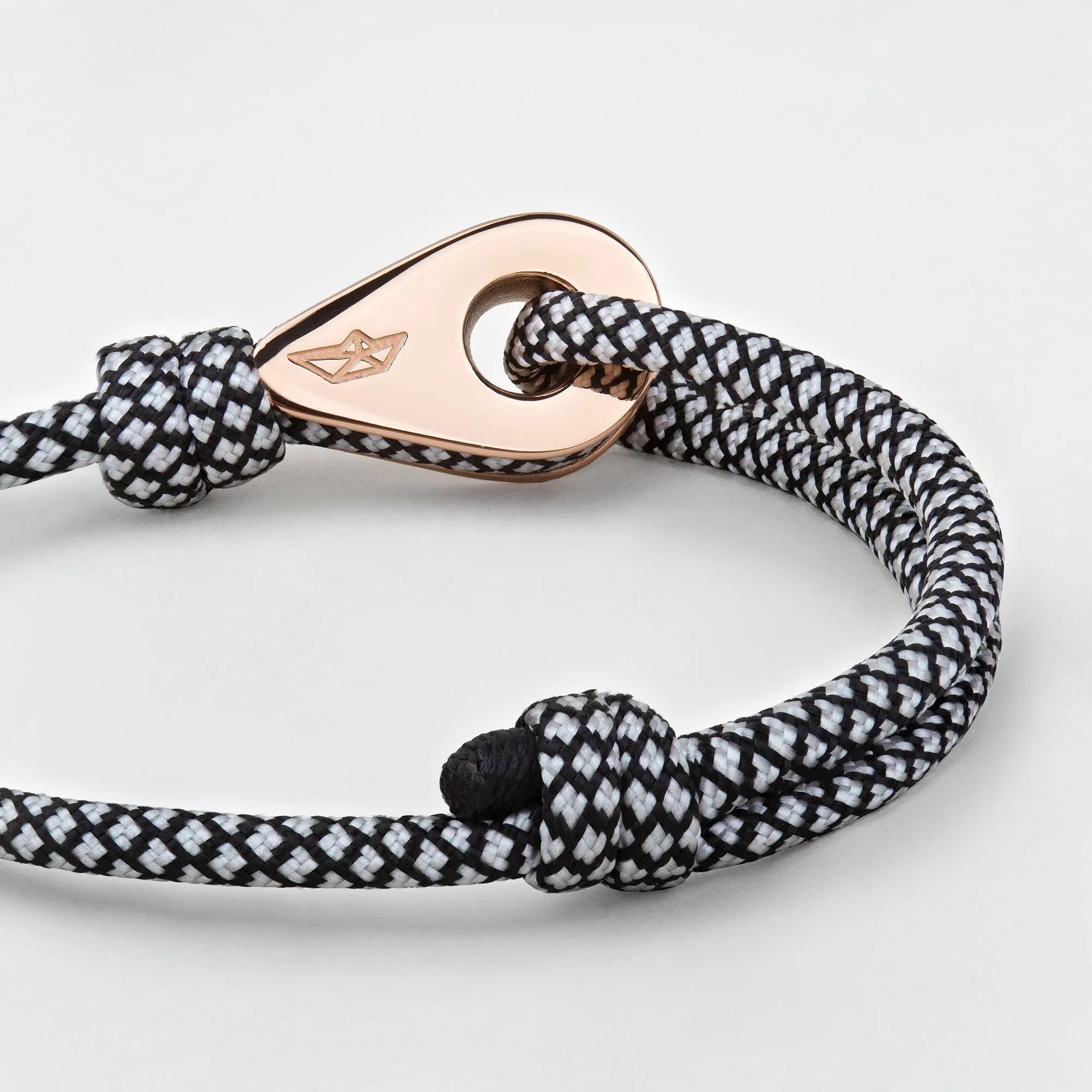 HORTA Mens Womens Thimble Charm Bracelets Paracord Rope Wristbands Black White Rose Gold