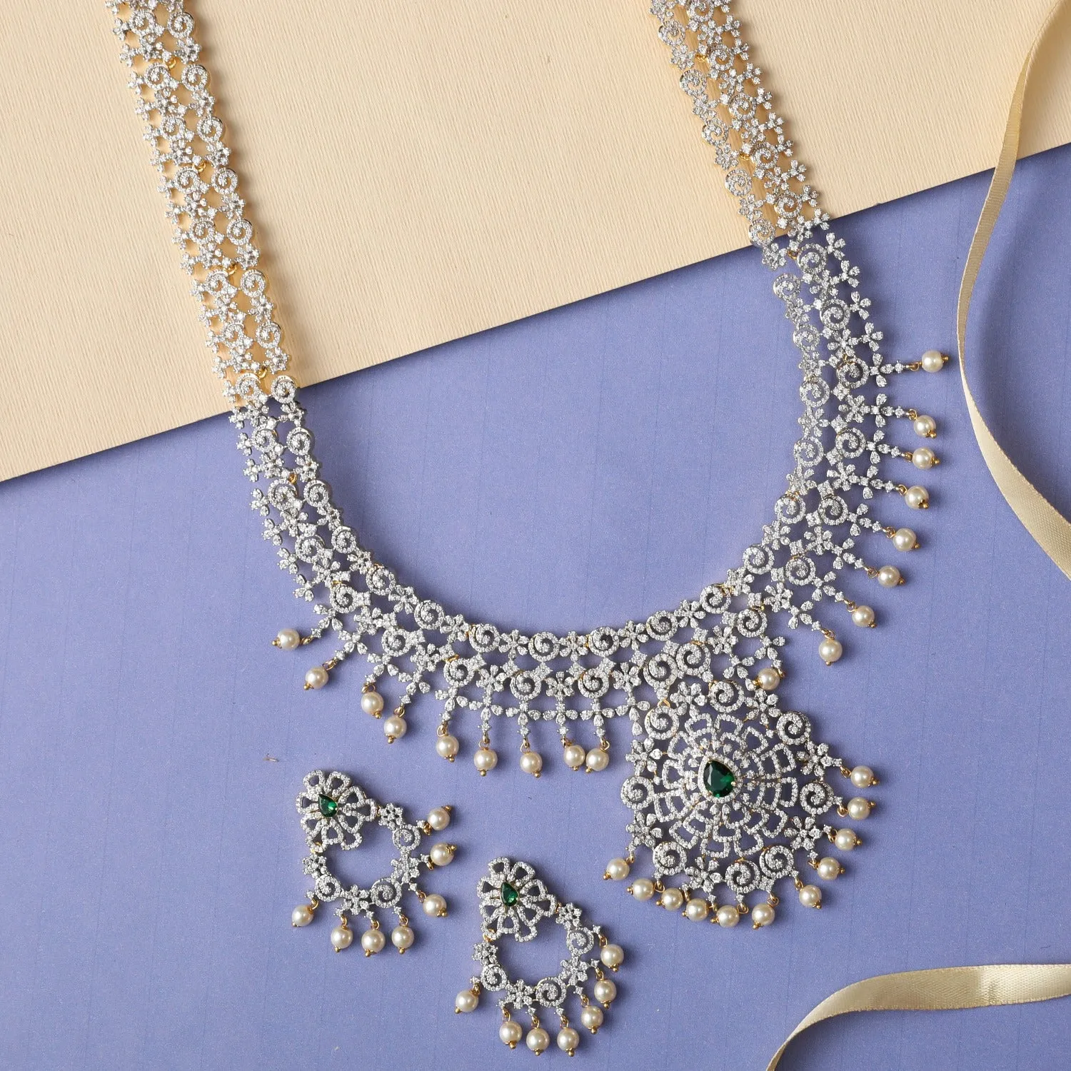 Idika Nakshatra CZ Bridal Long Necklace Set