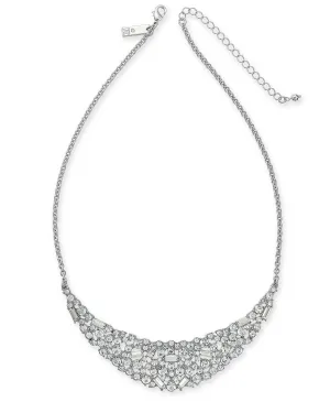 INC Silver-Tone Scattered Crystal Statement Necklace 17   3 extender