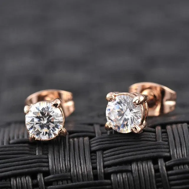 Italina Rigant Real Rose Gold Plated Stud AAA Zirconia Earrings With Environmental Alloy