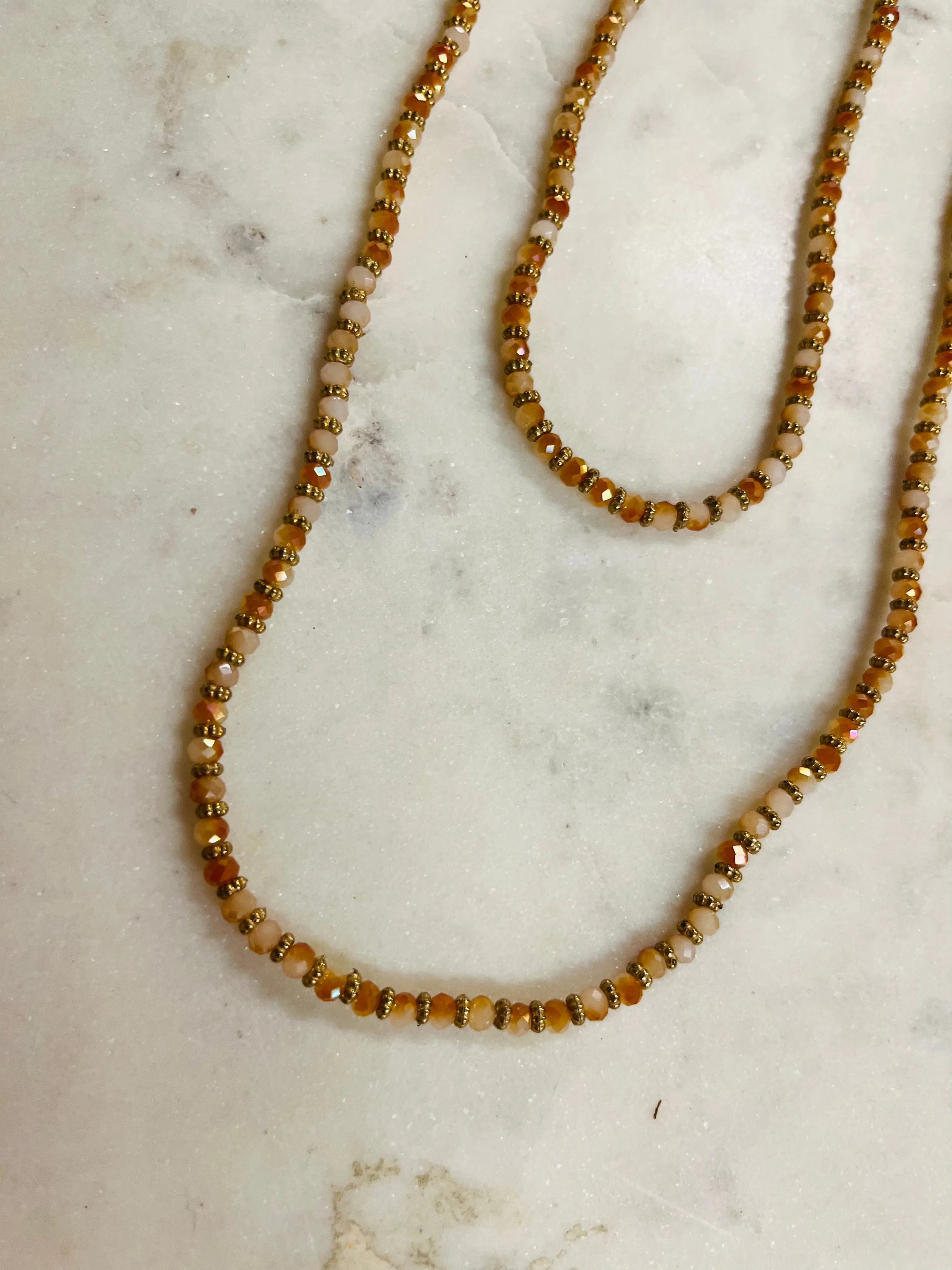 Kara Beaded Layering Necklace Earth Tones