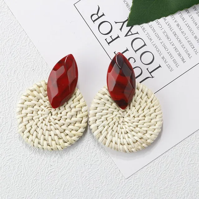 Korea Style Handmade Wooden Braid Drop Earrings