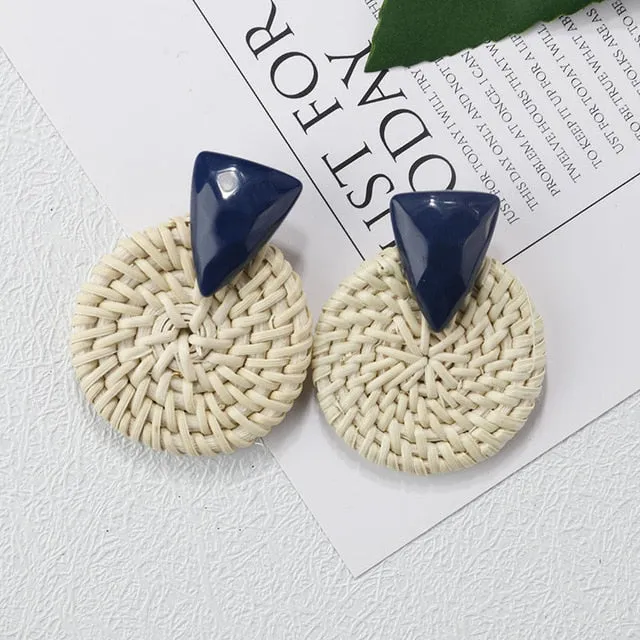 Korea Style Handmade Wooden Braid Drop Earrings