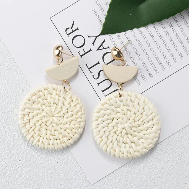 Korea Style Handmade Wooden Braid Drop Earrings