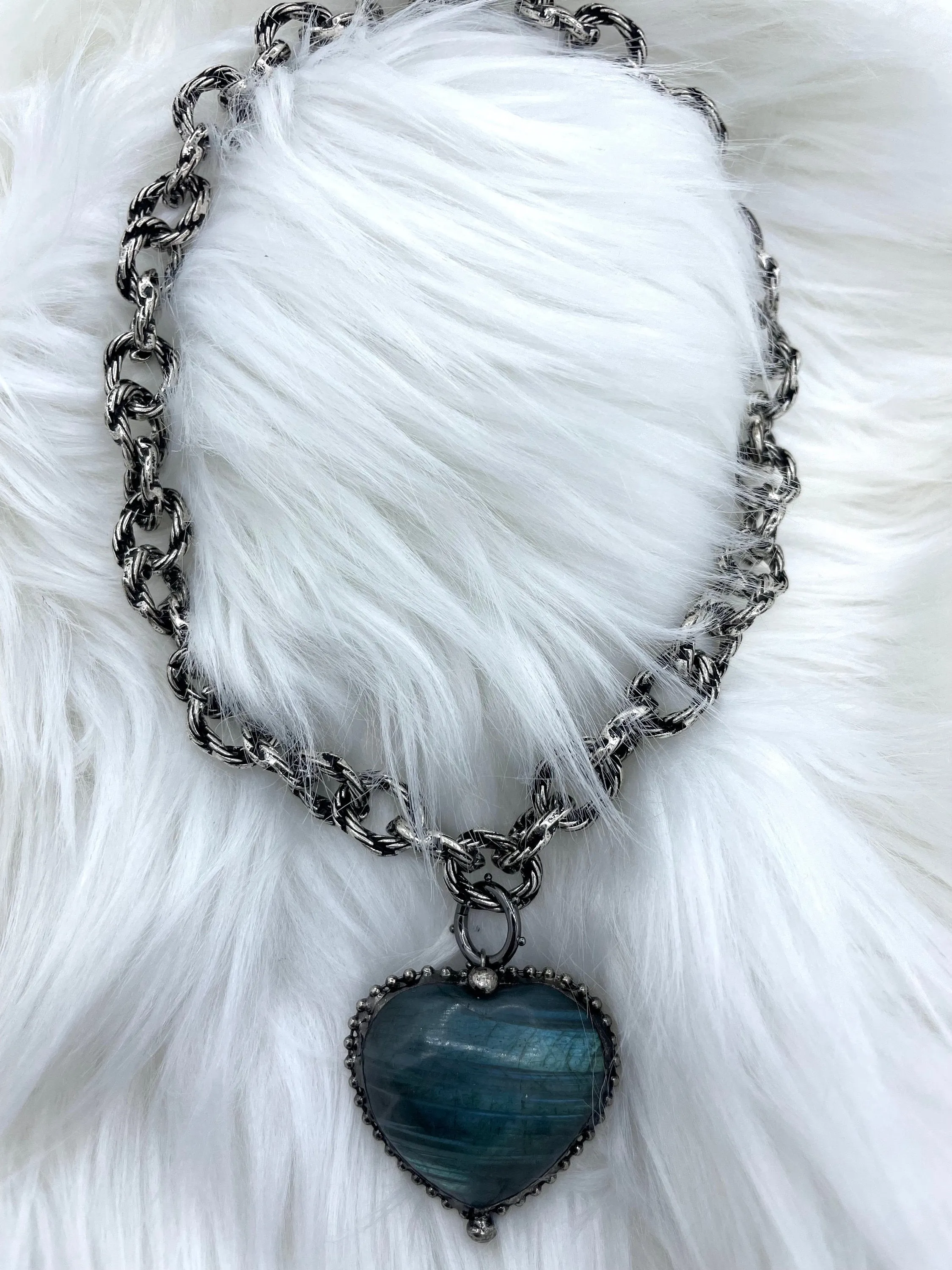 Labradorite Pendants with Textured Burnished Silver Soldered Bezel. Variety of sizes and stones, all unique. Heart or Round Shape. Fast Ship