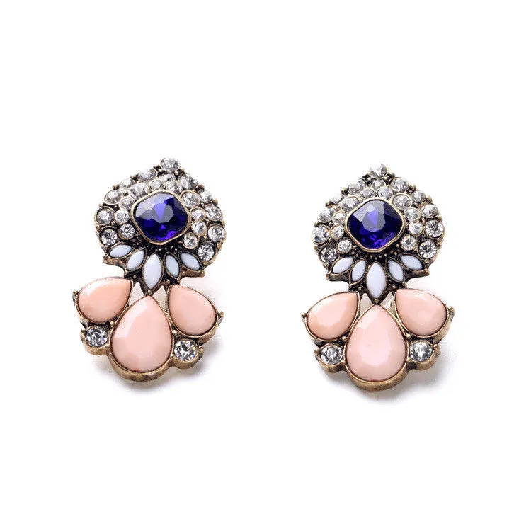 Ladies Cluster Flowers Major Suit Ear Joyas Statement Earrings